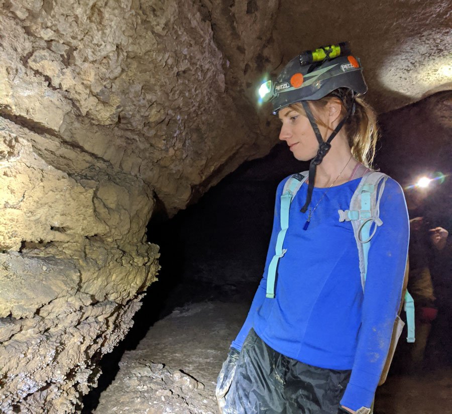 Shannon admiring a wall.